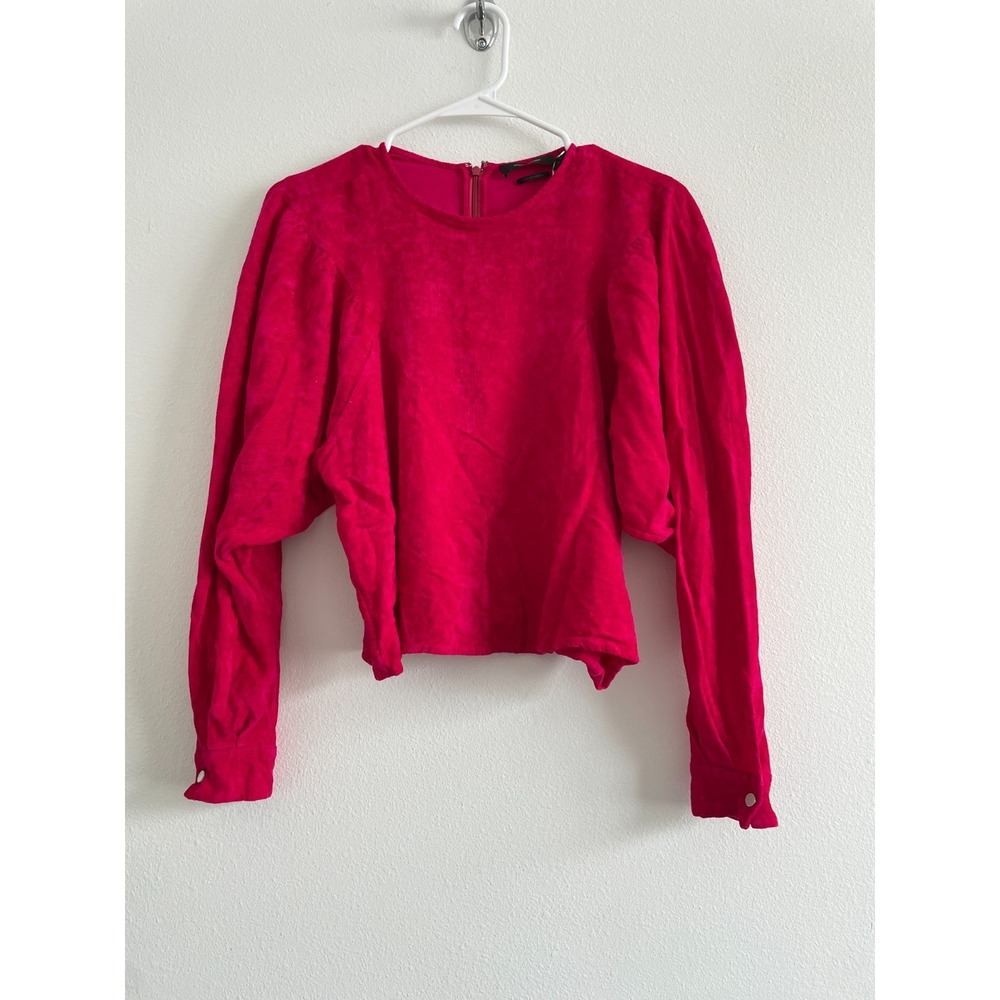 Isabel Marant Top Venilia‎ Gathered Corduroy Blouse Women 36 Fuchsia Office